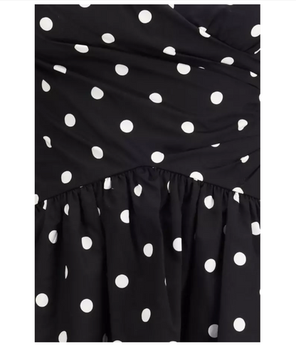 SELF-PORTRAIT Black Polka-dot Cotton Mini Dress