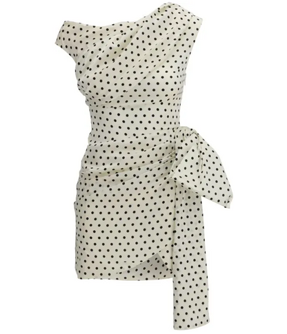 SELF-PORTRAIT Polka-dot Draped Mini Dress