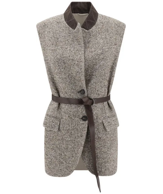 BRUNELLO CUCINELLI Flecked Belted Gilet