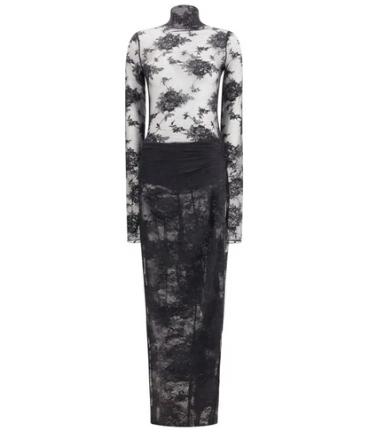 THE ANDAMANE Tessa Lace Long-sleeve Jumpsuit Dress