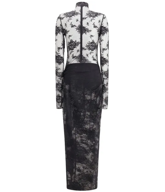 THE ANDAMANE Tessa Lace Long-sleeve Jumpsuit Dress