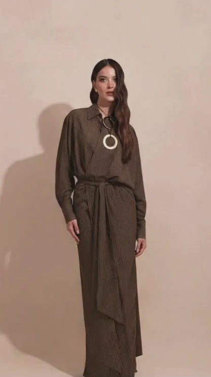 PETAR PETROV Striped Maxi Shirt Dress