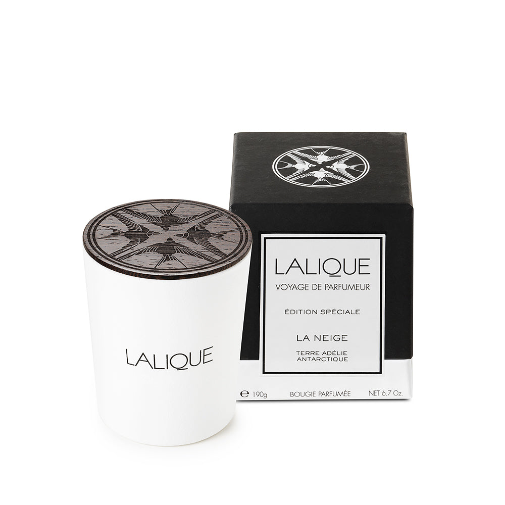 LALIQUE La Neige Terre Adelie Candle.