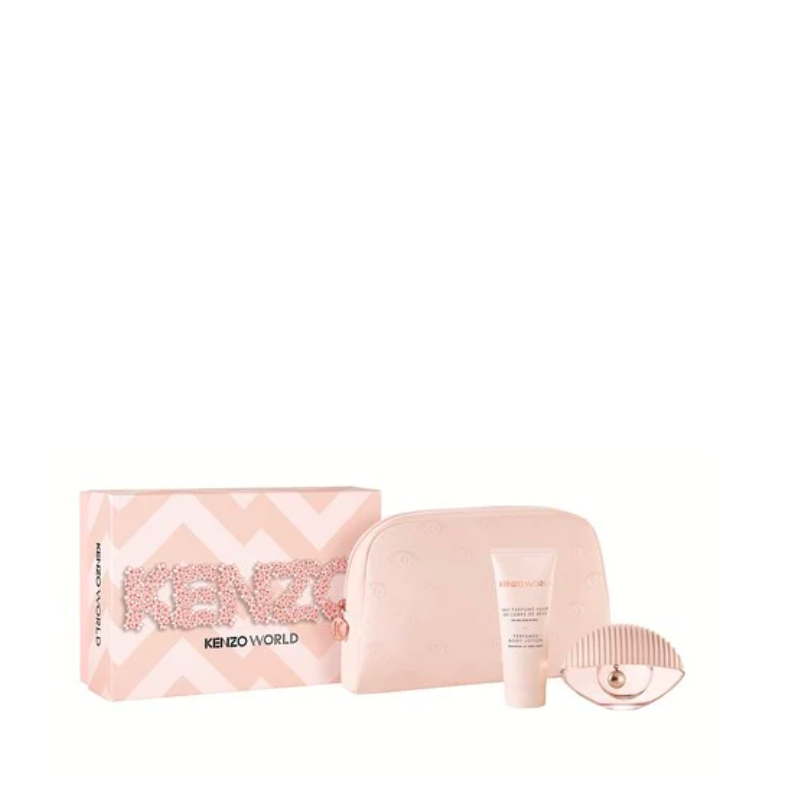 KENZO World Gift Set 75ml EDT + 75ml Body Lotion + Pouch - Pink Edition