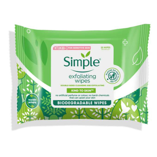 SIMPLE Kind to Skin Exfoliating Facial Wipes.